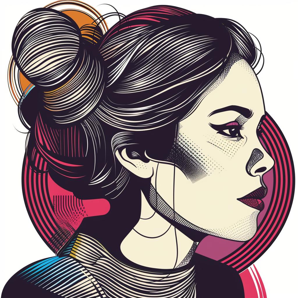Pop Art  brunette  female  hair  bun  portrait  illustration  colorful  graphic  modern 936943