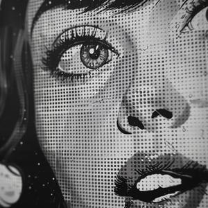 black-and-white  woman  face  comic  60s  Ben-Day  portrait  vintage  nostalgic  graphic 1077224