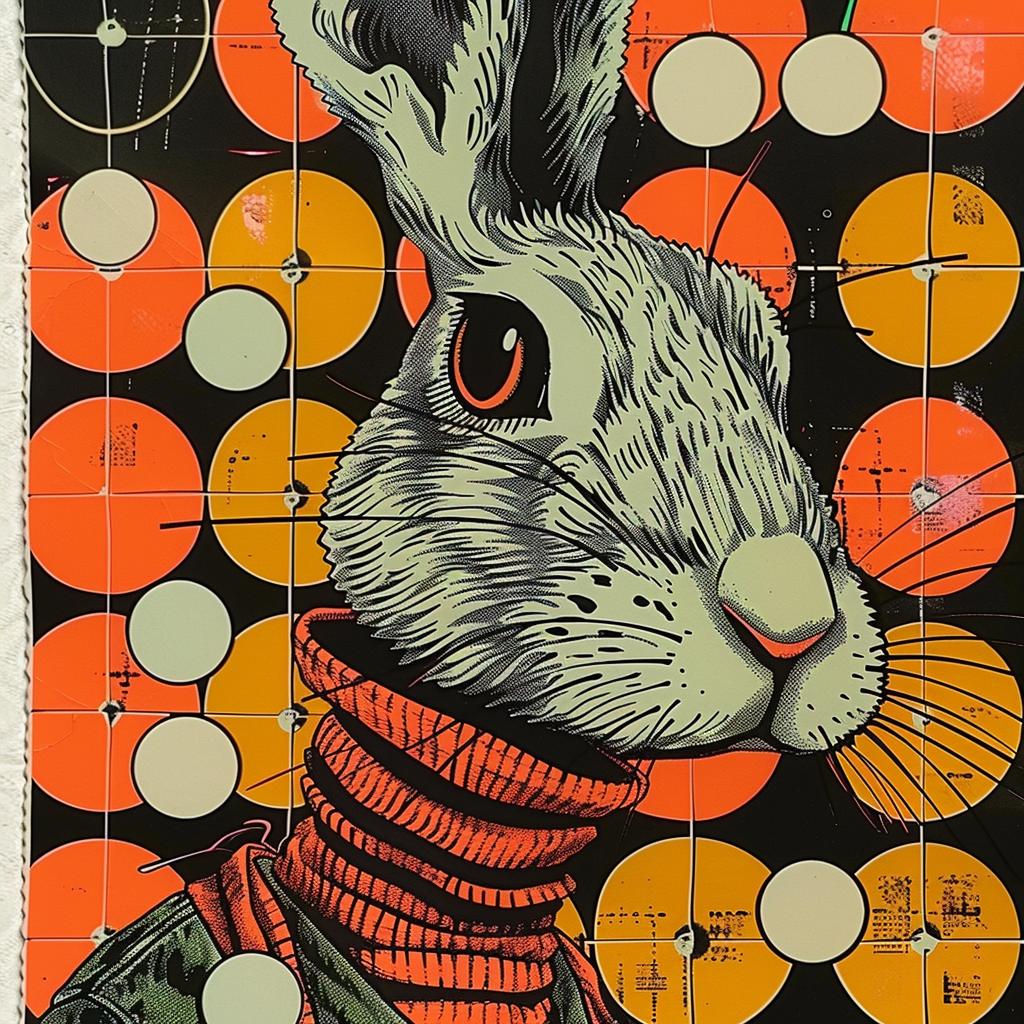 rabbit  sweater  tie  black  background  art  impressionism  whimsical  collage  creative 950756