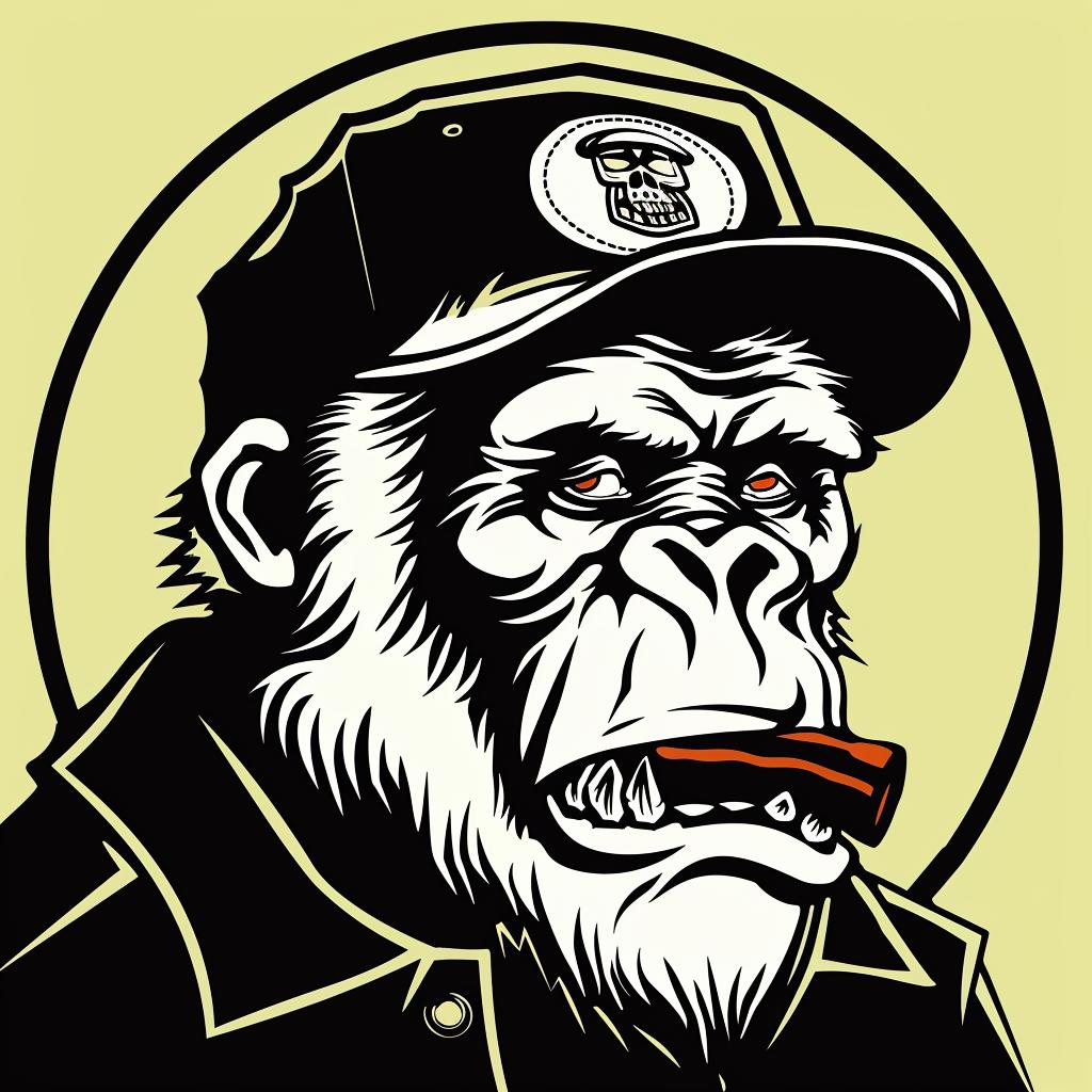 gorilla  cap  cigar  stylized  bold  cartoonish  humor  cheeky  illustration  character 939905