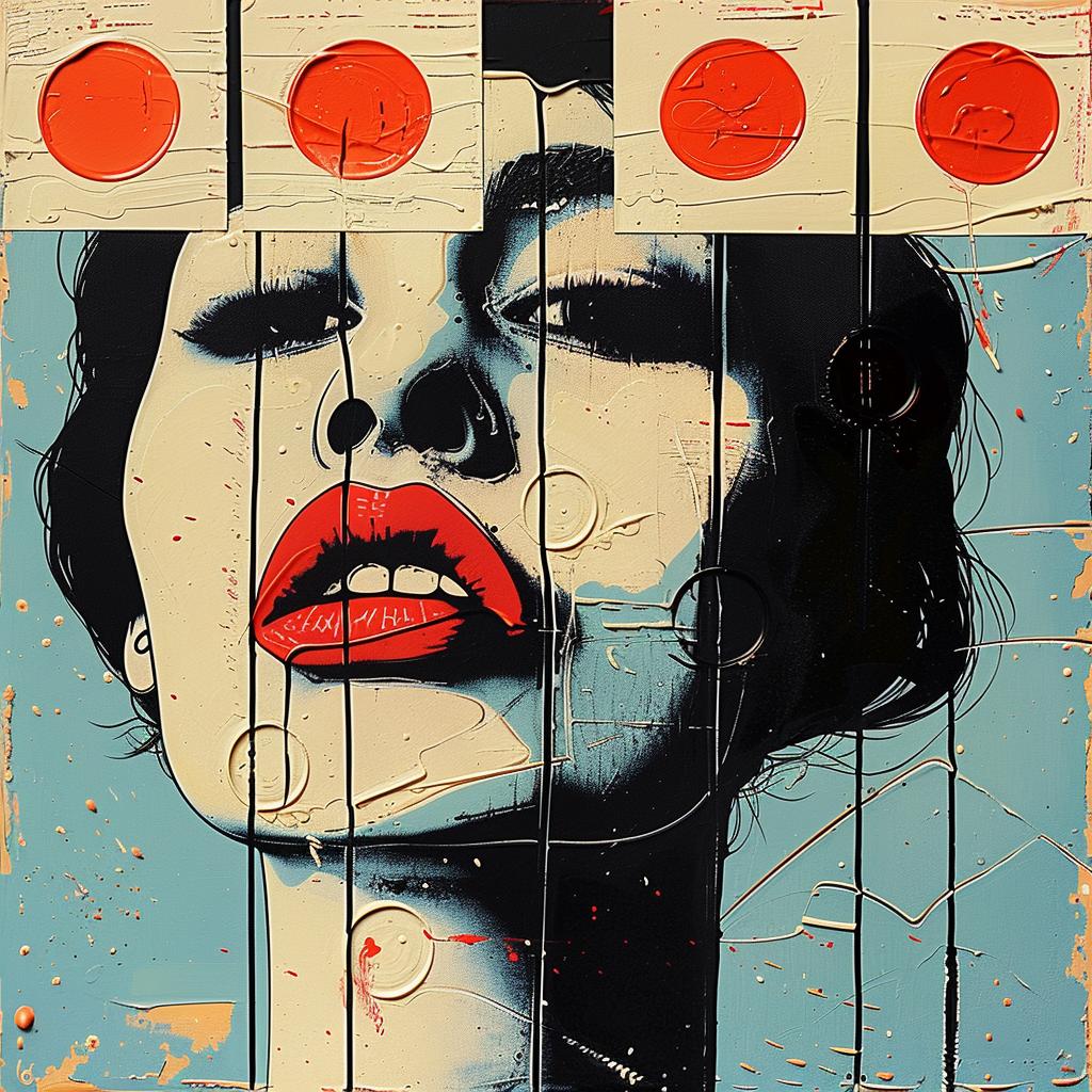 woman  red  circles  face  colorful  abstract  palette  impasto  1980s  art 963519