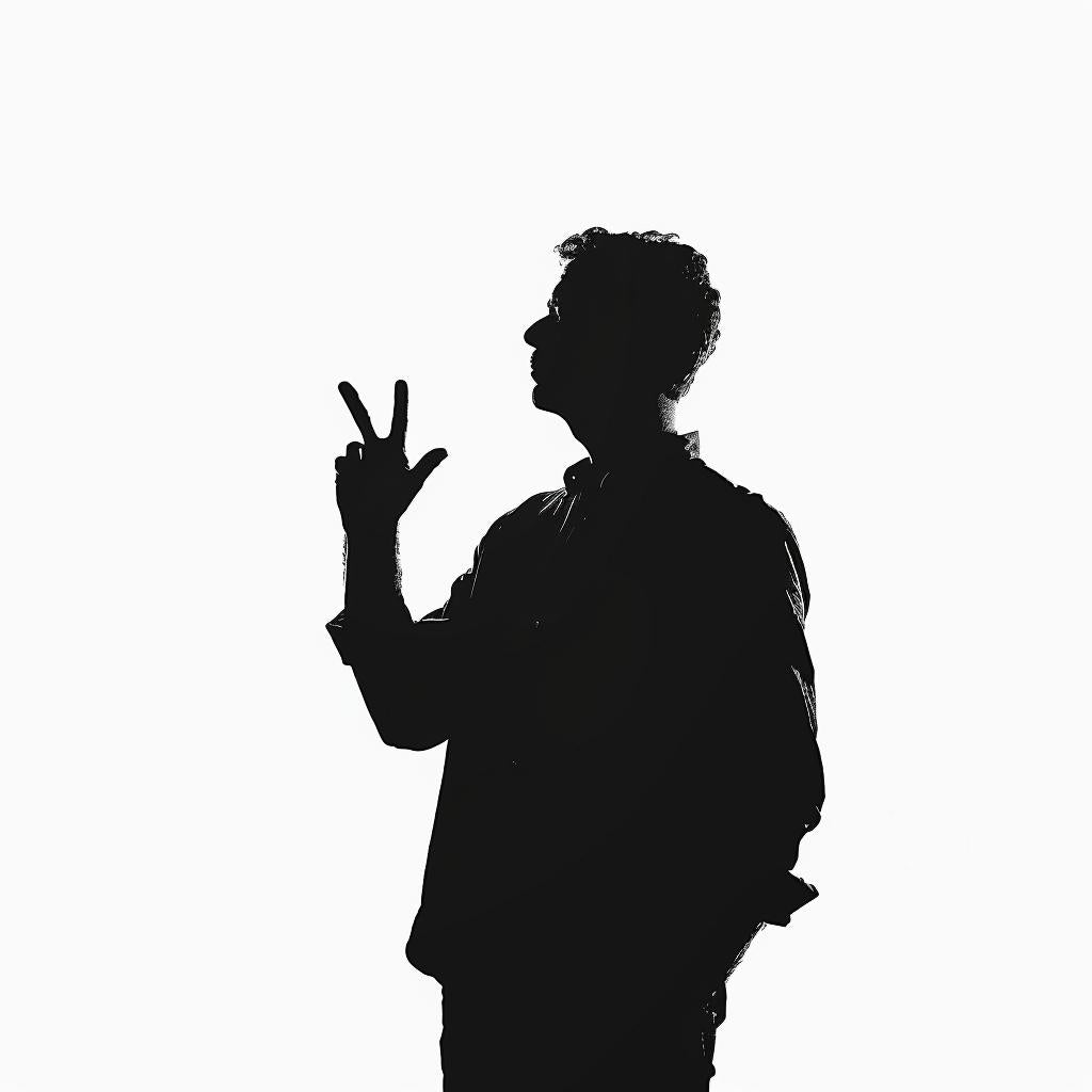 silhouette  man  American  Sign  Language  peace  sign  illustration  black  white 954099