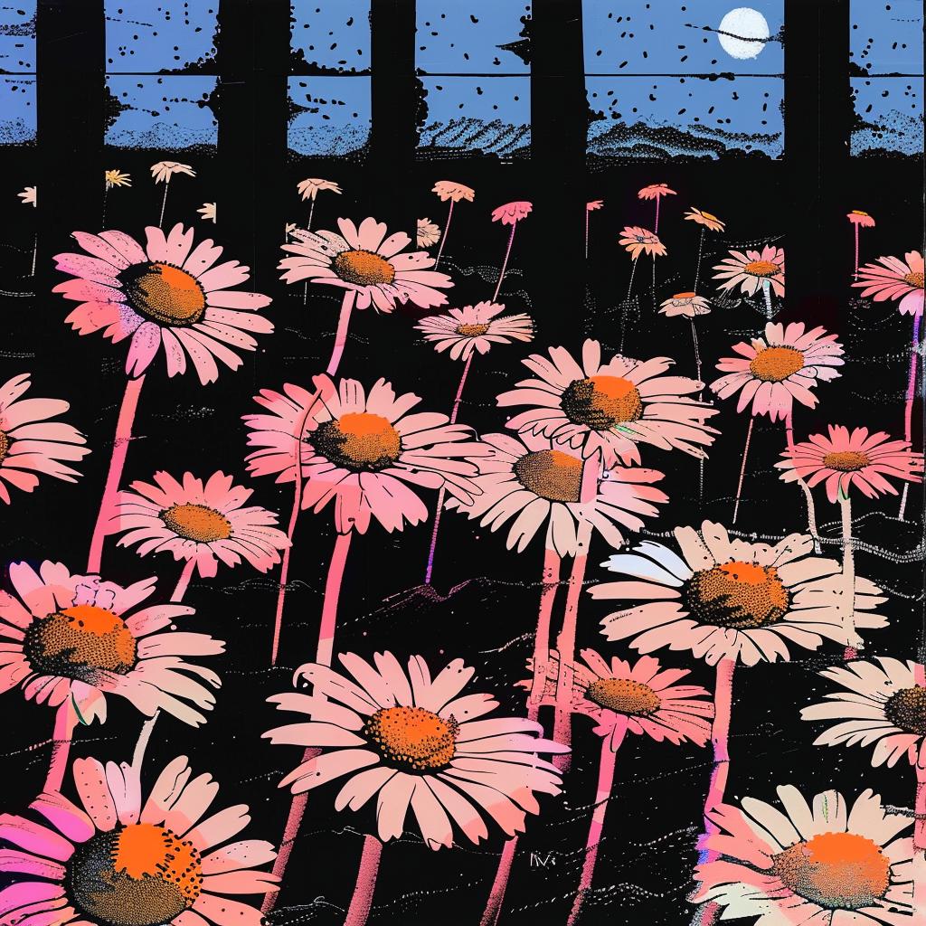 daisies  field  nature  perspective  arctic  nighttime  floral  tranquil  dark  serene 924098