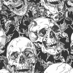 skulls  seamless  pattern  black  white  graphic  rocknroll  horror  decal  background 1078948