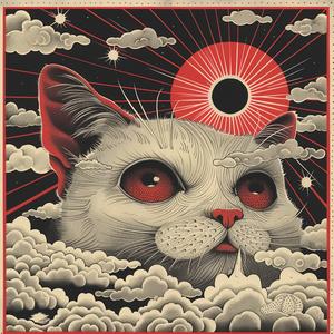 surreal  album  cover  cat  clouds  illustration  symbolist  screenprinting  artistic  design 1064347