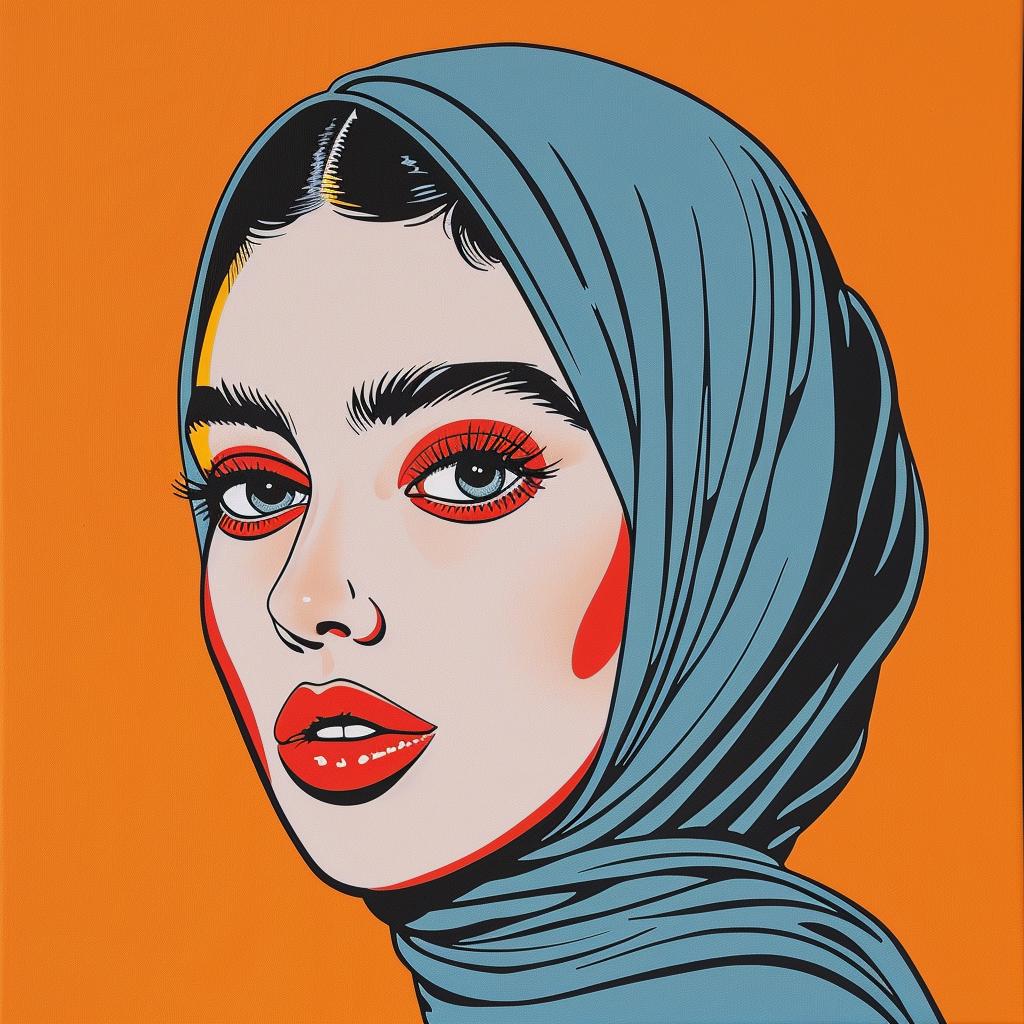 woman  hijab  pop art  painting  colorful  headscarf  cultural  vibrant  expression  female 1023775