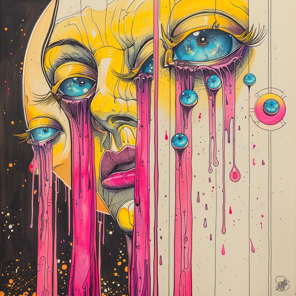 Saul  Bass  woman  pink  eyes  yellow  moon  spiritual  occult  naturalistic 925279