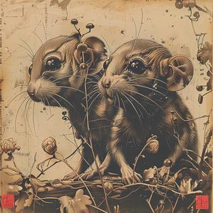 mice  tree  nature  animals  chromolithography  cute  whimsical  illustration  playful  depiction 1053395