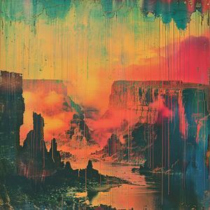 Grand  Canyon  landscape  chromolithography  nature  scenic  art  vivid  colorful  interpretation 1041101