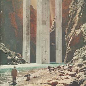surreal  collage  1970s  photo  montage  enigmatic  man  desert  structure  advertisement 1041311