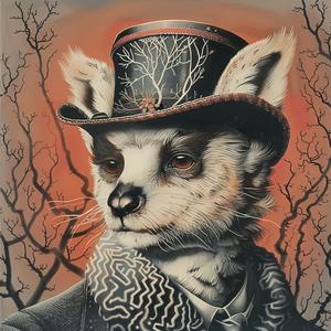 fox  top  hat  charming  animal  whimsical  portrait  chromolithography  colorful  art 1039633