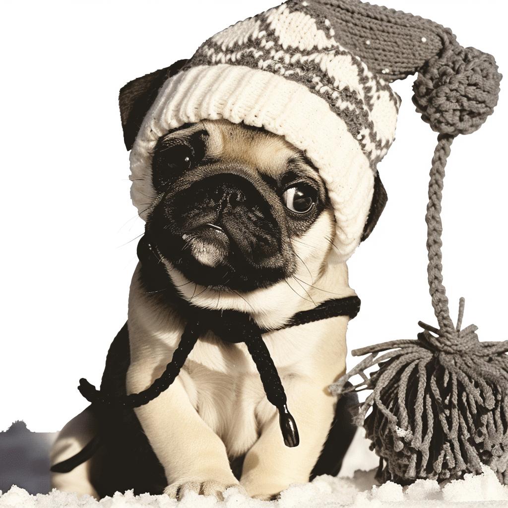 pug  dog  knit  hat  scarf  white  background  cute  fashion  adorable 942340