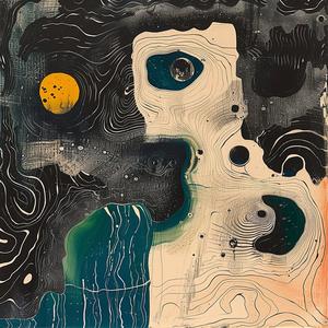 painting  face  moon  background  chemigram  stylized  artwork  surreal  color  canvas 1061485