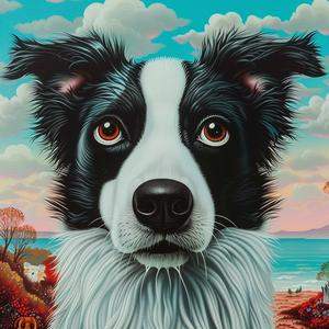 border  collie  white  background  dog  beach  painting  animal  art  canine 1037861