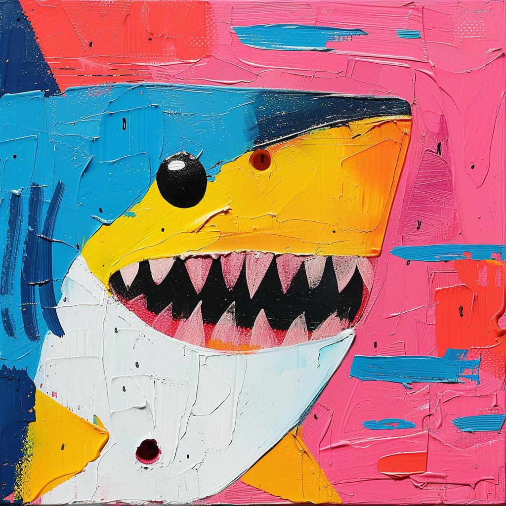 shark  painting  surreal  abstract  expressionism  colorful  pink  background  ocean  art 977083
