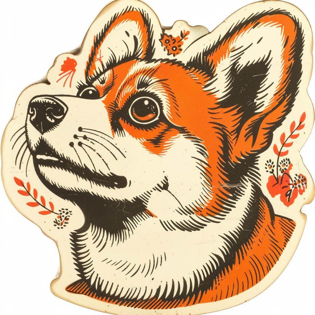corgi  sticker  flowers  leaves  cute  dog  pets  animal  colorful  art 943148