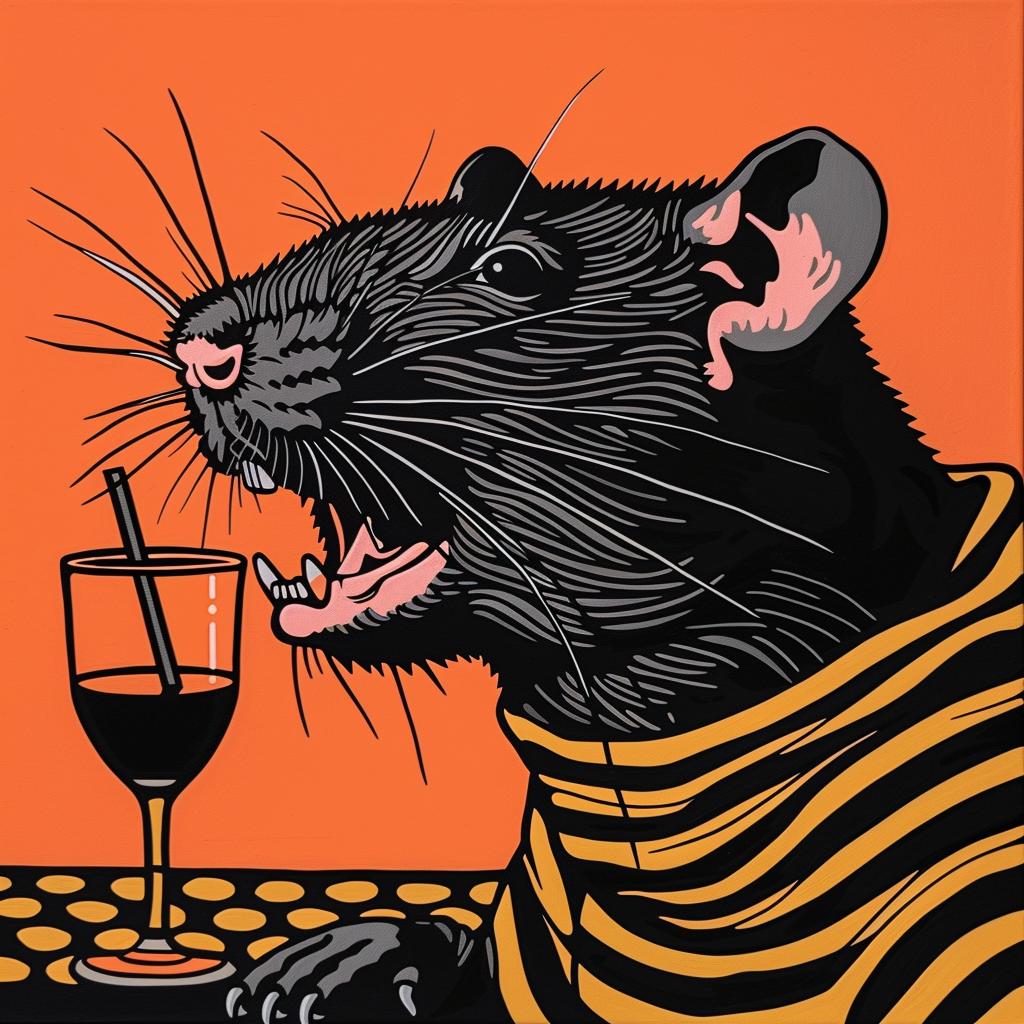 rat  animal  wine  orange  background  sophisticated  playful  whimsical  drinking  humorous 973703
