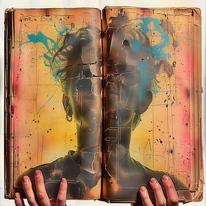 person  book  painting  art  holding  illustration  open  visuals  representation  narrative 1075807