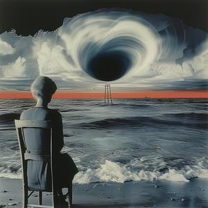 woman  black  hole  sitting  chair  looking  contemplation  space  surreal  cosmic 1079462