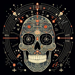 symmetrical  dark  dayofdead  minimal  Japanese  elements  badge  floral  skull  skull 1078757