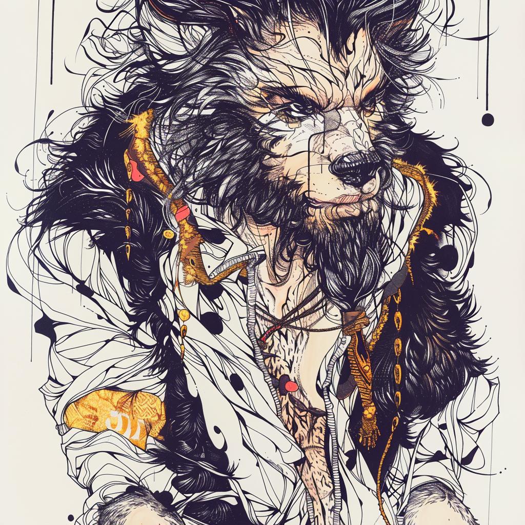 drawing  wolf  beard  fantasy  unique  mythical  creature  hybrid  imaginative  color 952305