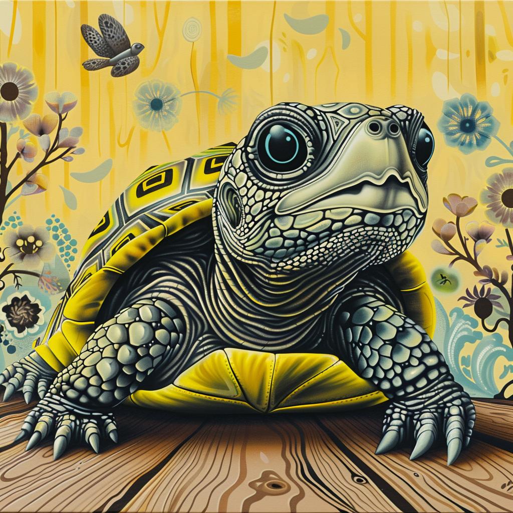 turtle  painting  art  whitbackground  nature  animal  colorful  woodentable  pet  cute 1033443