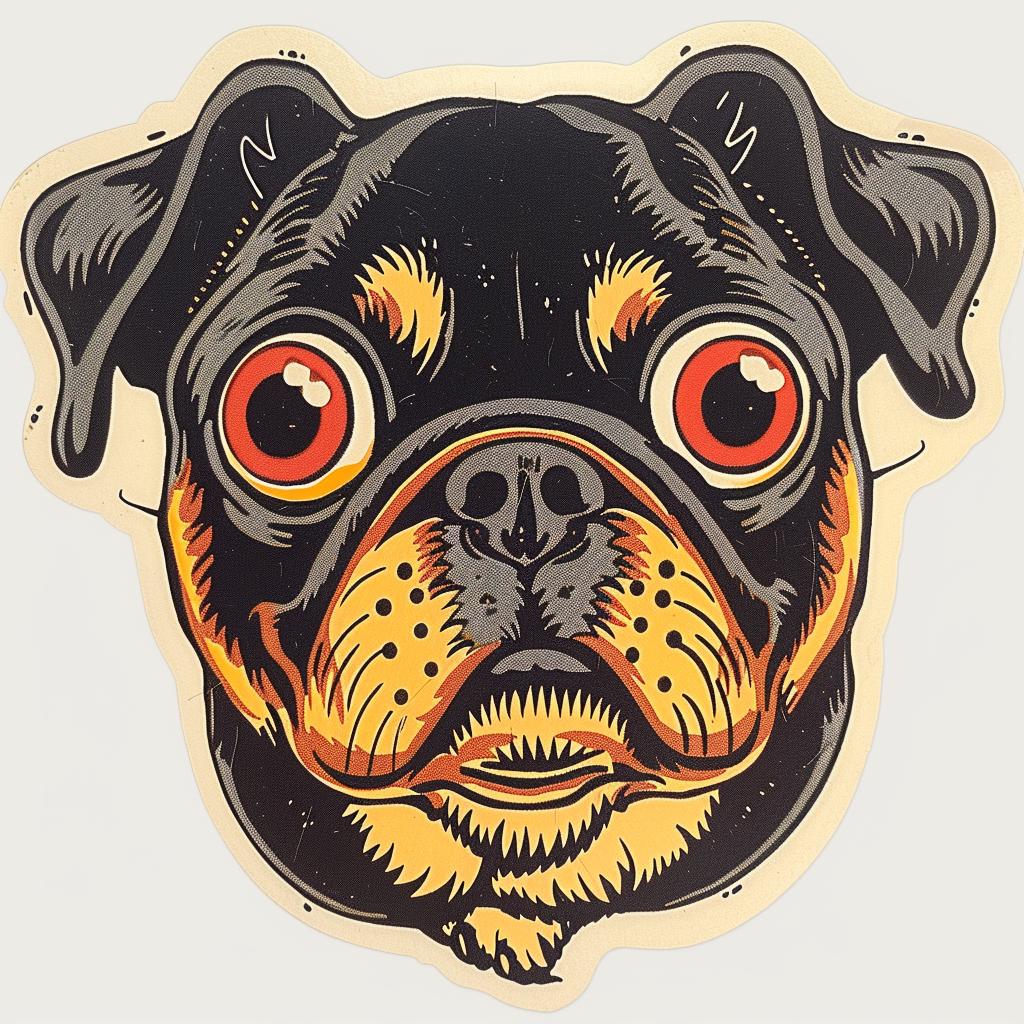pug  sticker  dog  big  eyes  cute  cartoon  illustration  white  background 942973