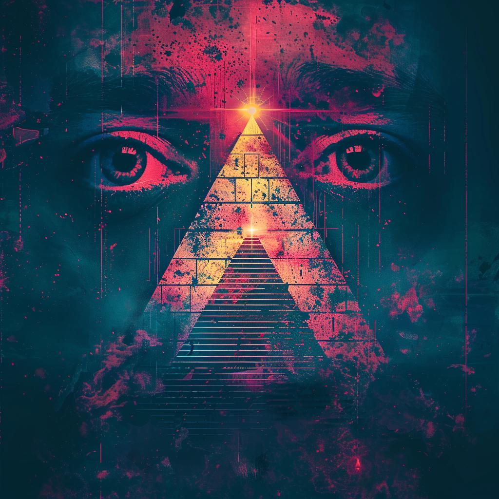 sci-fi  illustration  constructivist  pyramid  blockchain  illuminati  dark  gouache  poster  vintage 922336