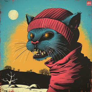 cat  red  hat  scarf  whimsical  cute  illustration  colorful  feline  playful 1080043