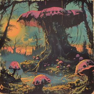 psychedelic  poster  mushrooms  trees  colorful  fantasy  art  chromolithography  vivid  nature 1055917