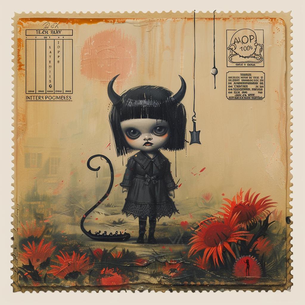 postcard  girl  devil  occult  spiritual  naturalistic  impasto  art  palette  knife 975838