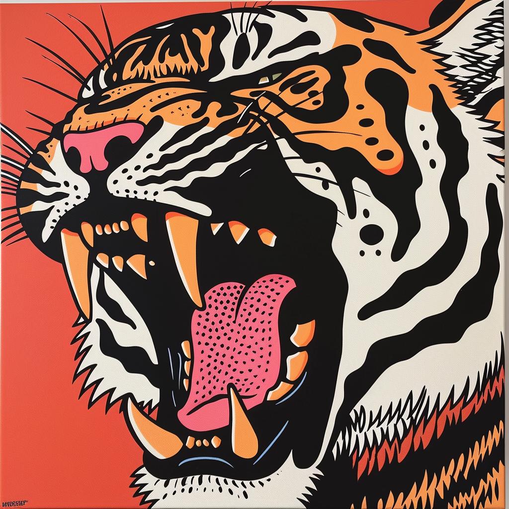 tiger  snarling  painting  wildlife  open  mouth  dynamic  fierce  realism  vivid 1022129