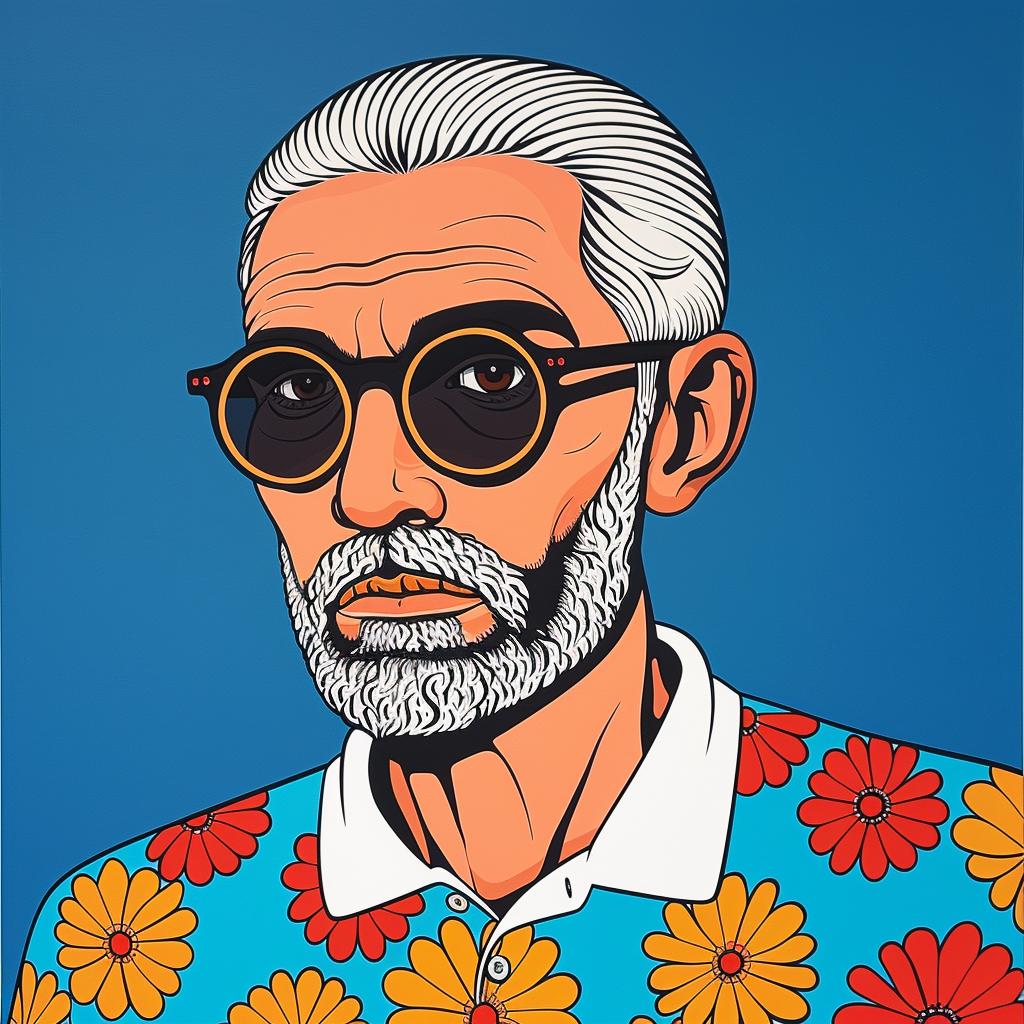 man  flower  shirt  sunglasses  portrait  realism  expression  details  age  painting 972884