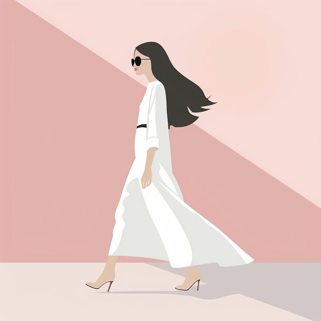 woman  fashion  minimal  vector  illustration  pink  dress  street  poster  design 938312