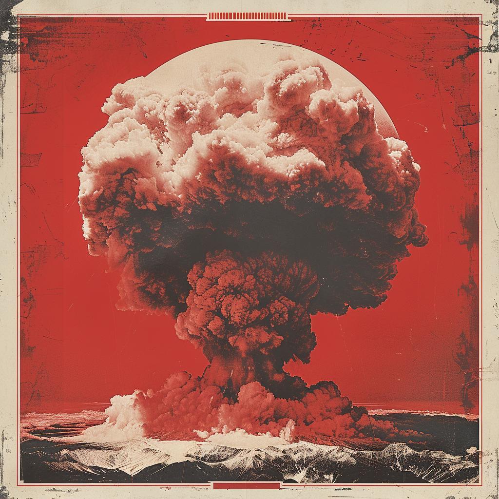 surreal  album  cover  hyper-realistic  screenprinting  atomic  bomb  poster  creative  illustration 960394
