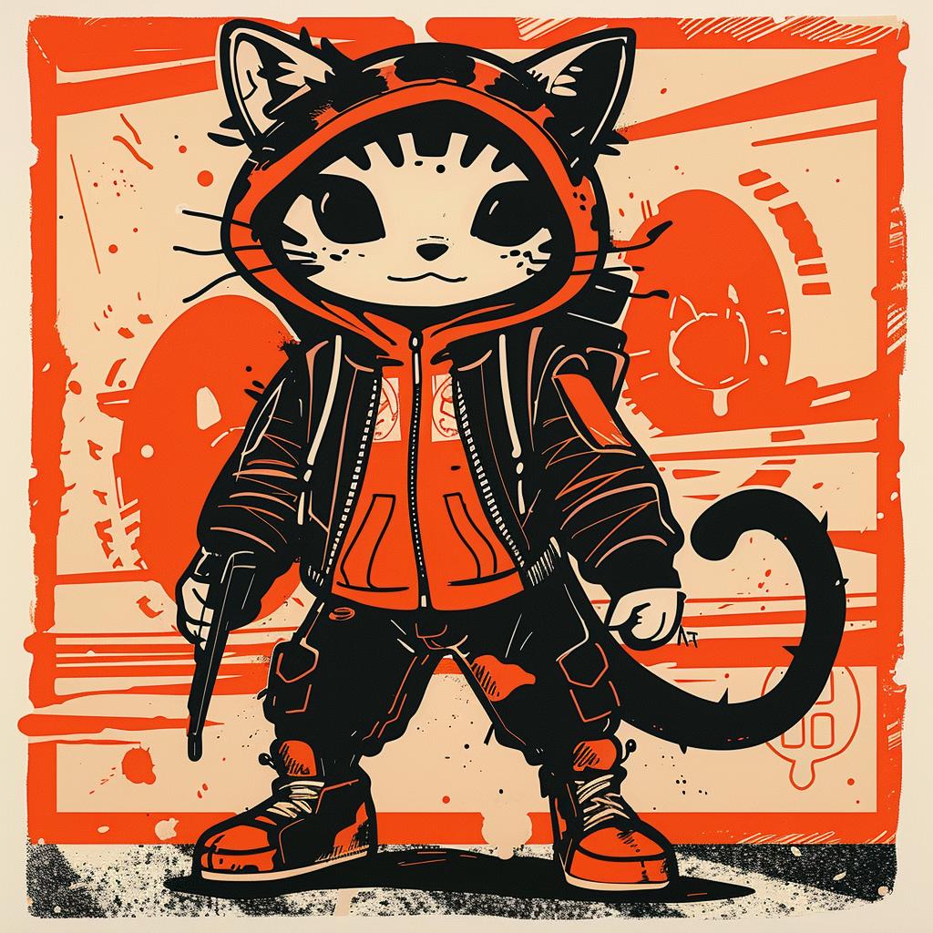 kawaii  tiger  streetwear  Dr. Seuss  dynamic  pose  hoodie  gun  cat  illustration 938692