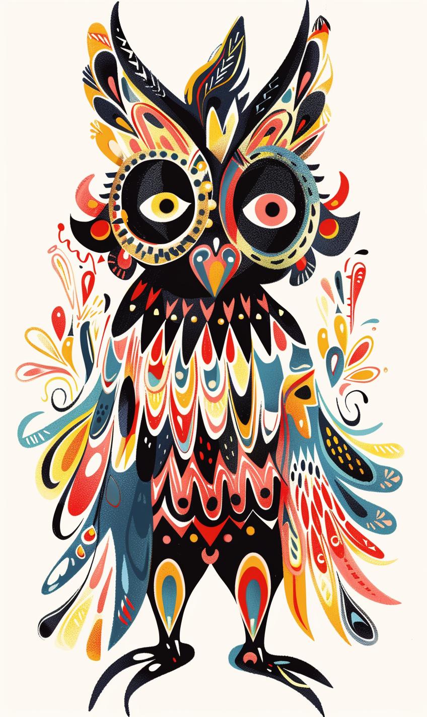 owl  colorful  feathers  eyes  Grim  Reaper  Kachina  Doll  mythical  creature 940770