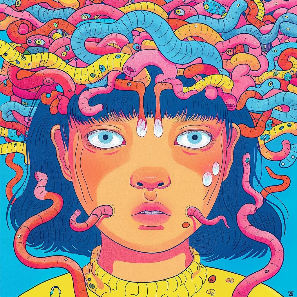 surreal  album  cover  creative  worm  brain  Joan  Cornella  art  illustration 1017802