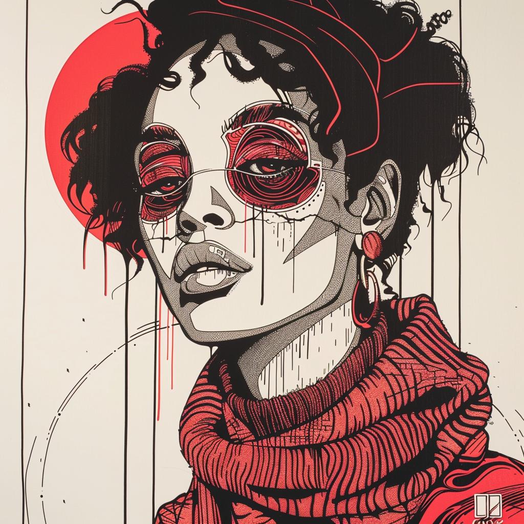 PopArt  woman  redEyes  redScarf  HalleBerry  unique  TroyBrooks  whimsical  colorful  dripping 939262