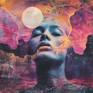 woman  moon  clouds  face  dreamy  symbolist  surreal  painting  creative  Risograph 1079352