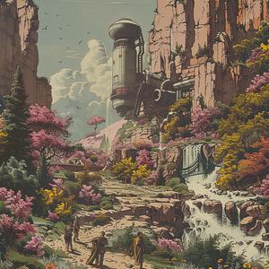 mountain  people  walking  painting  chromolithography  landscape  nature  art  scenic  journey 1059614
