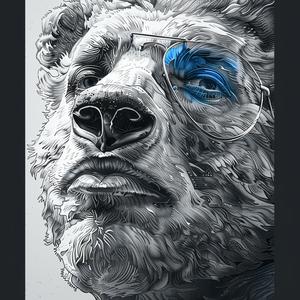 bear  glasses  chromolithography  digital  art  colorful  quirky  style  whimsical  playful 1048998