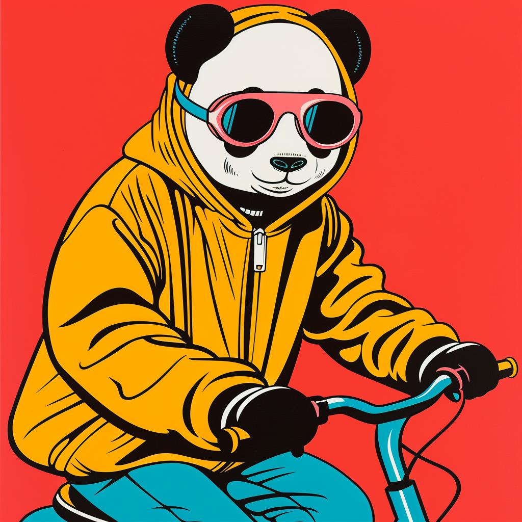 panda  scooter  streetwear  red  background  sunglasses  playful  animal  cute  urban 1025239