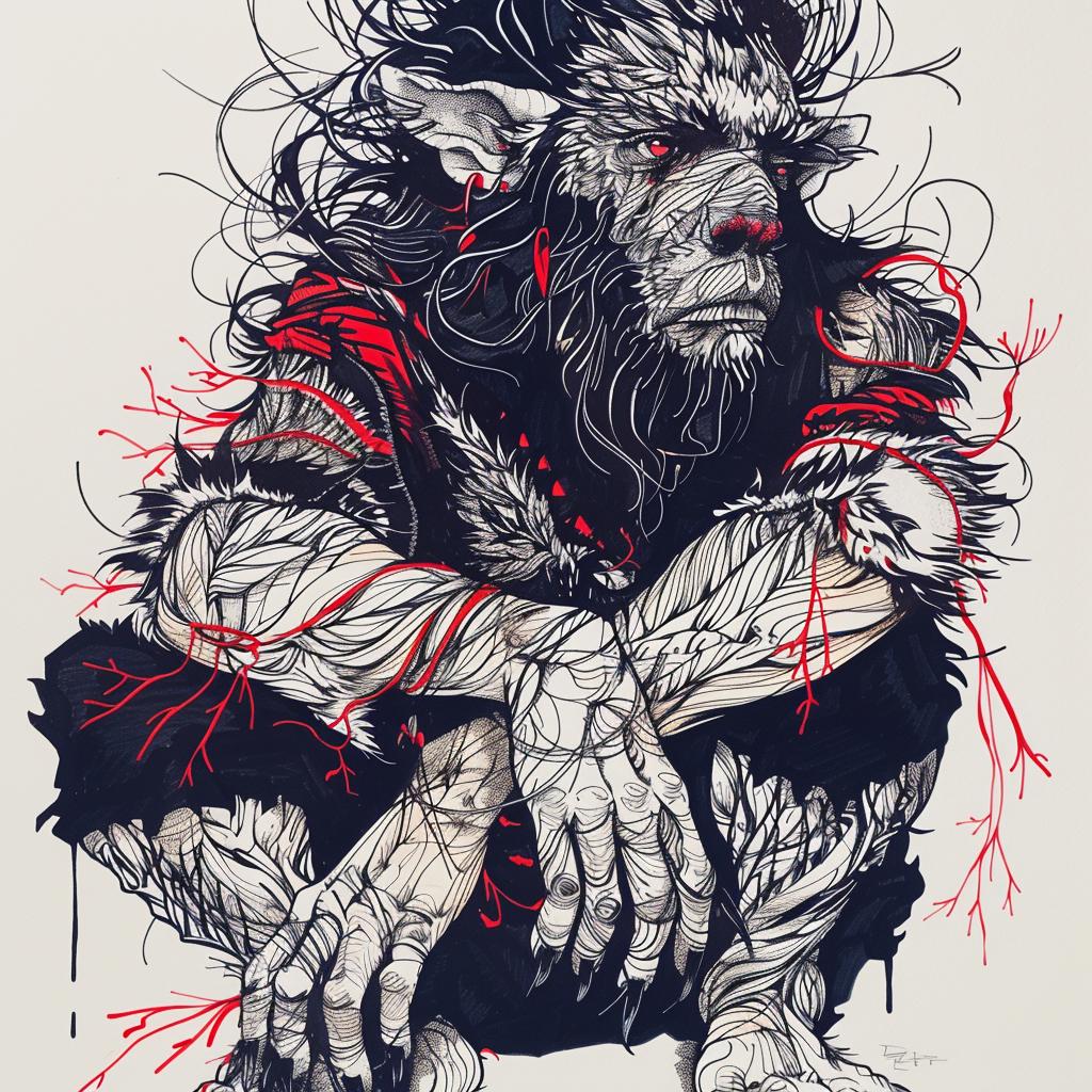 man  drawing  hybrid  unique  creature  fantastical  pop  culture  red  hair 952268