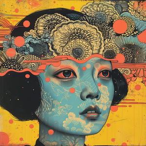 ألبوم سريالي لزهور، رسم رأس، رمزي، طباعة شاشة فائقة الواقعية، تسوكيوكا كوريل 1064343