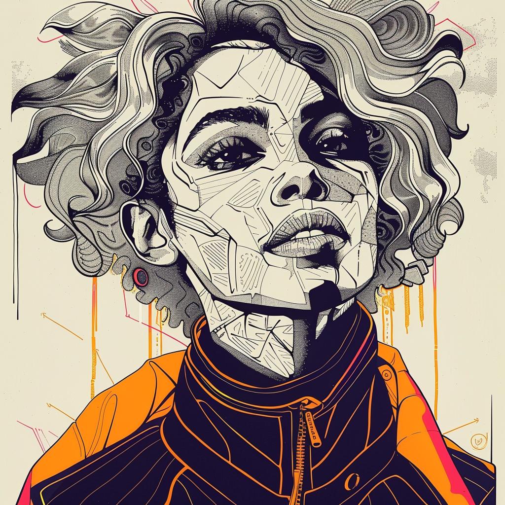 صورة رقمية لجدة من فن البوب، رسم توضيحي أمريكي من أصل أفريقي من السبعينيات، شعر بسيط، شخصية رقم 938059