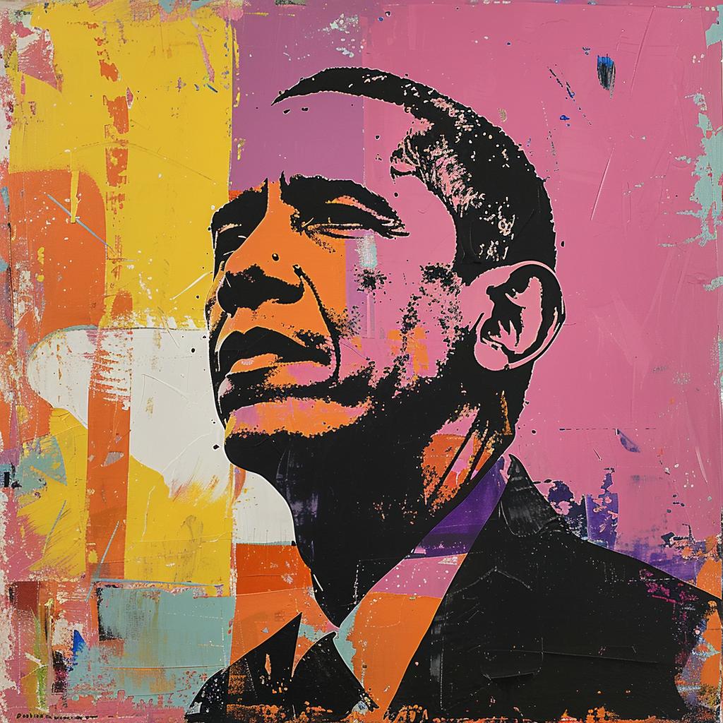 Obama  portrait  painting  colorful  abstract  vibrant  textured  composition  whimsical  political 938580