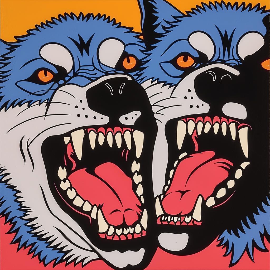 wolf  three-headed  album  cover  colorful  dogs  artwork  fantasy  vibrant  illustration 1024763