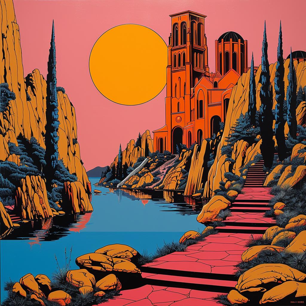 album  cover  synthwave  dark  arts  occult  moon  symbols  church  river 1025135