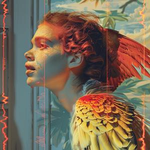 chromolithography  woman  wings  bird  whimsical  fantasy  nature  colorful  mystical  surreal 1040040